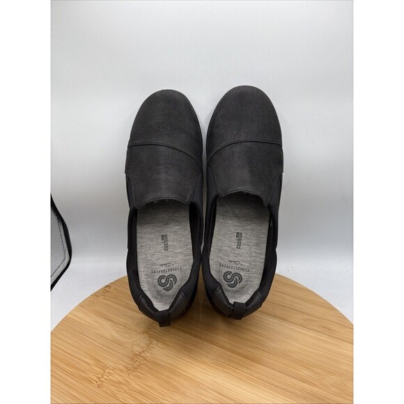 Clarks Women's Cloudsteppers Sillian Paz Slip-On Flats 9W Black Nubuck Comfort - Picture 6 of 9